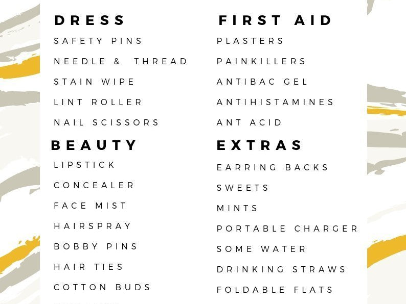 Bridal Emergency Bag - The SM approved Checklist - Sabina Motasem