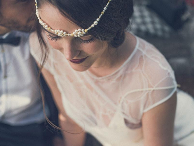 Glamorous 1930s Shoot in Navy, Pink & Gold - Sabina Motasem