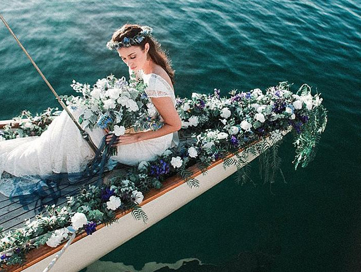 Sailing inspired bridal shoot in blues and greens - Sabina Motasem