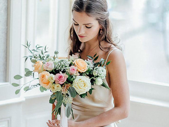 Styled shoot: Elsa dress gold and pink floral - Sabina Motasem