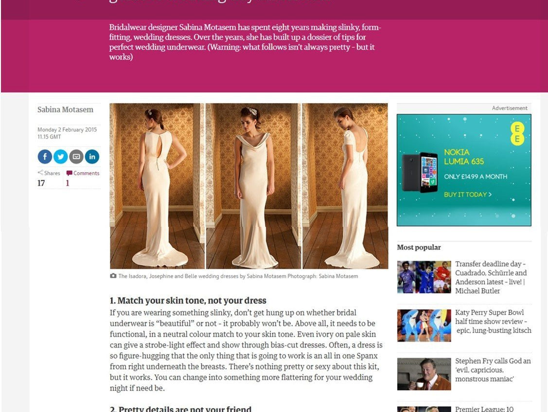 The ultimate guide to wedding-day underwear - Sabina Motasem