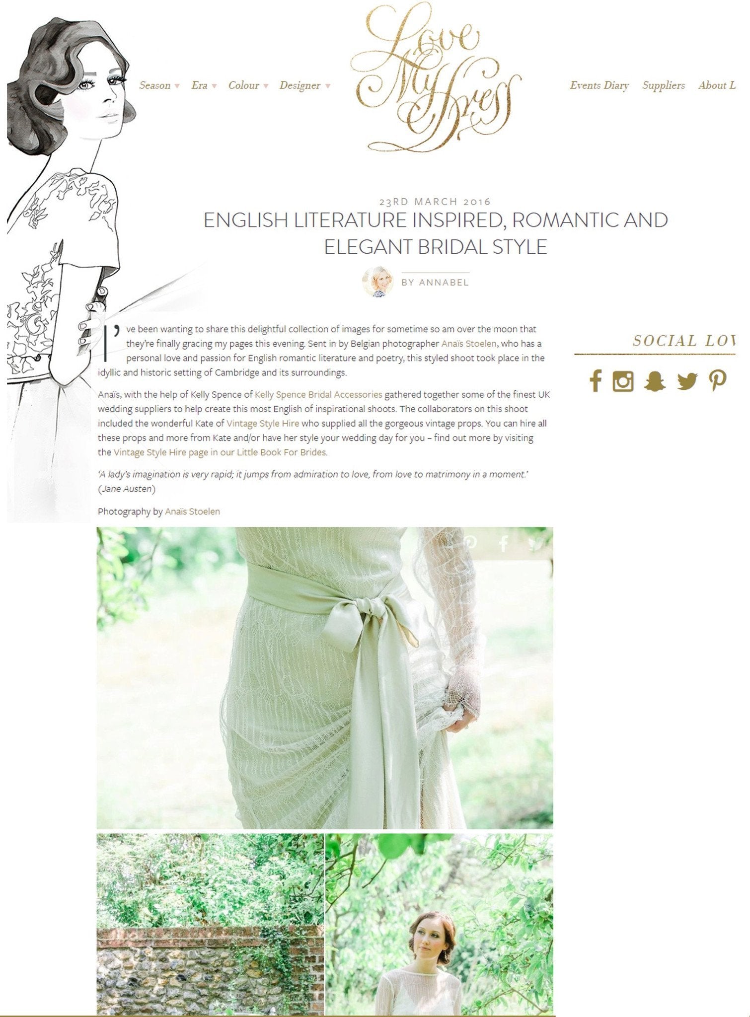 Love My Dress: English literature inspired, romantic and elegant bridal style - Sabina Motasem