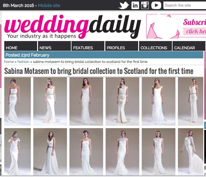 Wedding Daily article on Sabina Motasem Trunk Show in Ayr - Sabina Motasem