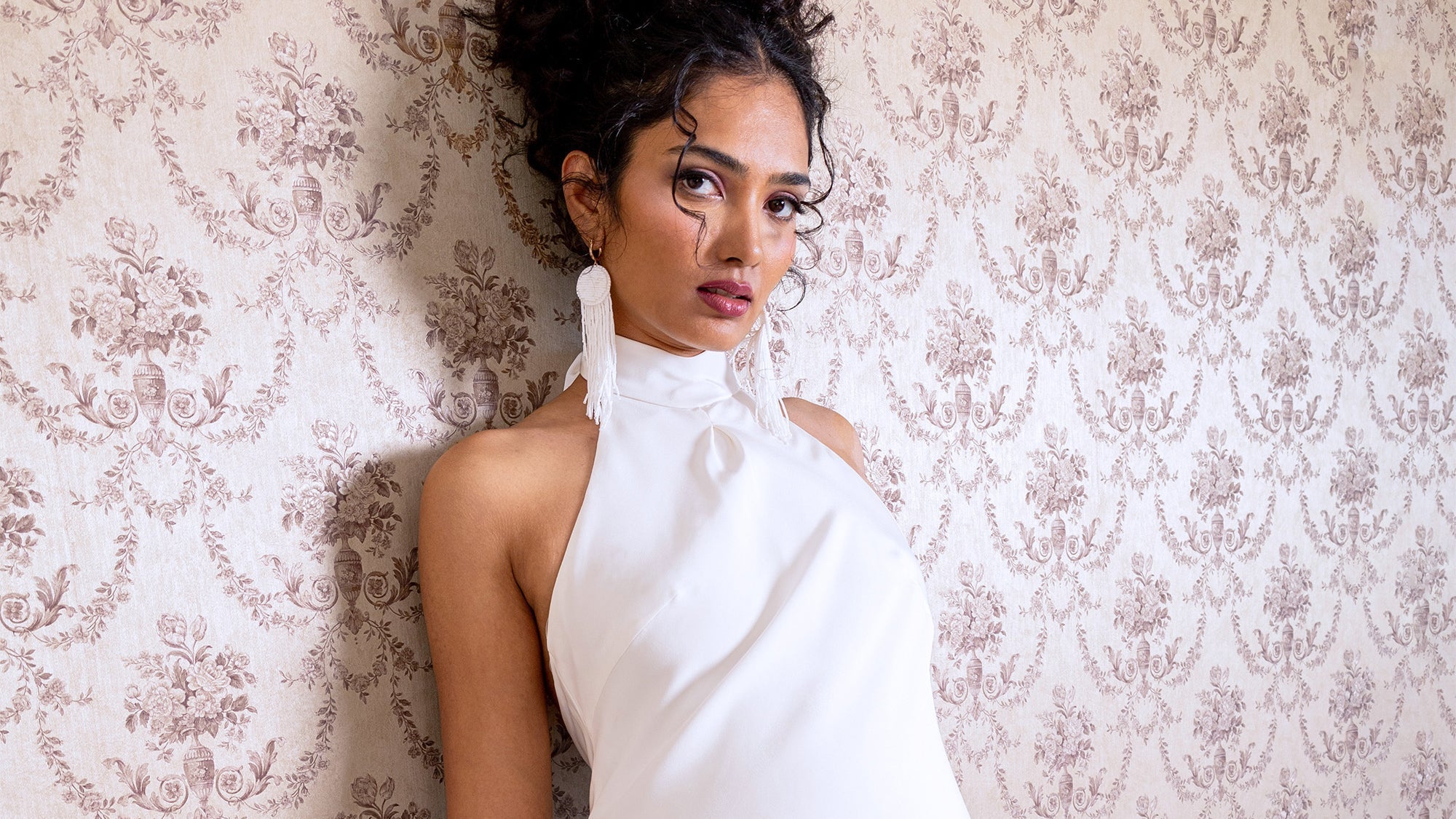 halter neck dress hair My go to if you still want your hair down but also show off the neckline
