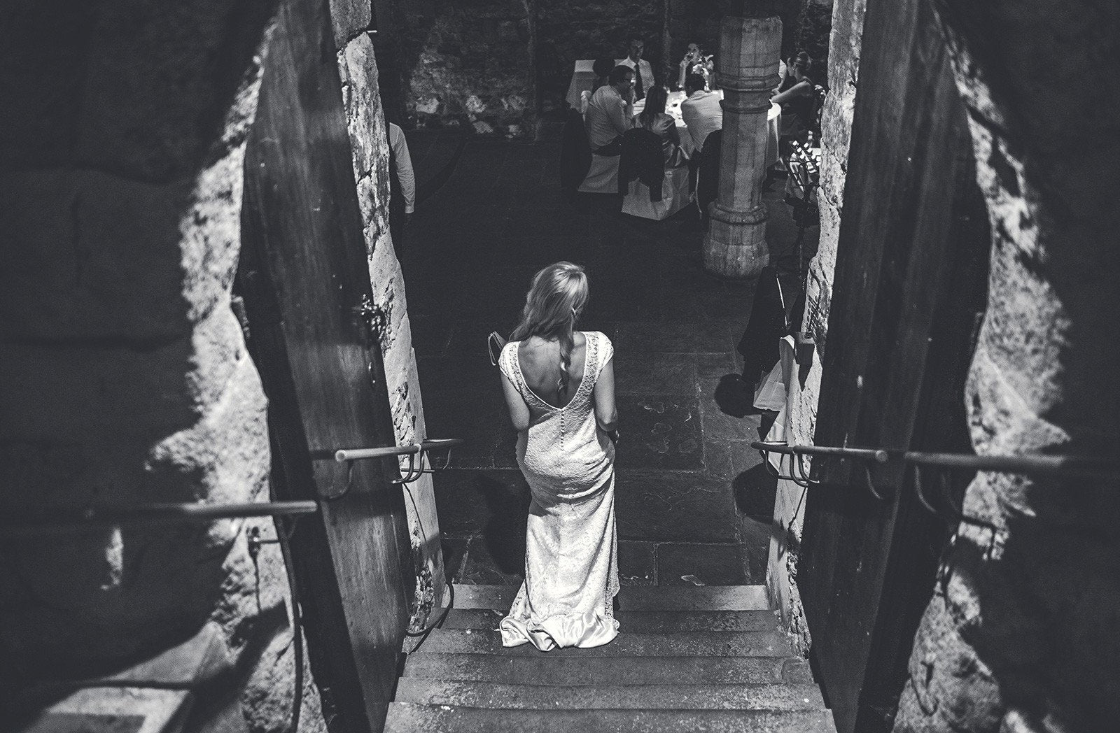 Real Bride: Jenni, a lace wedding dress and a cool, black leather jacket - Sabina Motasem