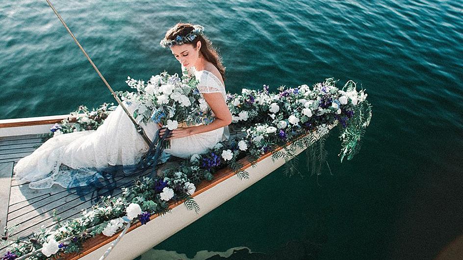 Sailing inspired bridal shoot in blues and greens - Sabina Motasem