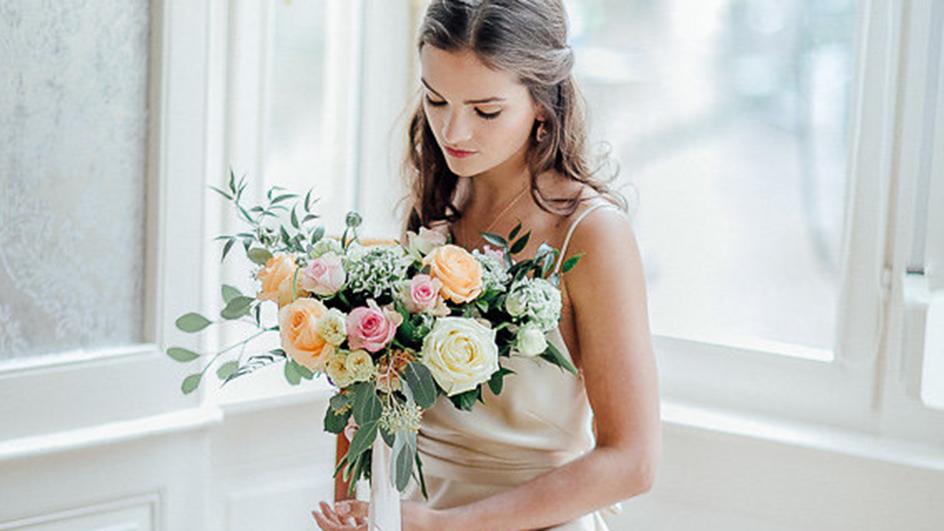 Styled shoot: Elsa dress gold and pink floral - Sabina Motasem