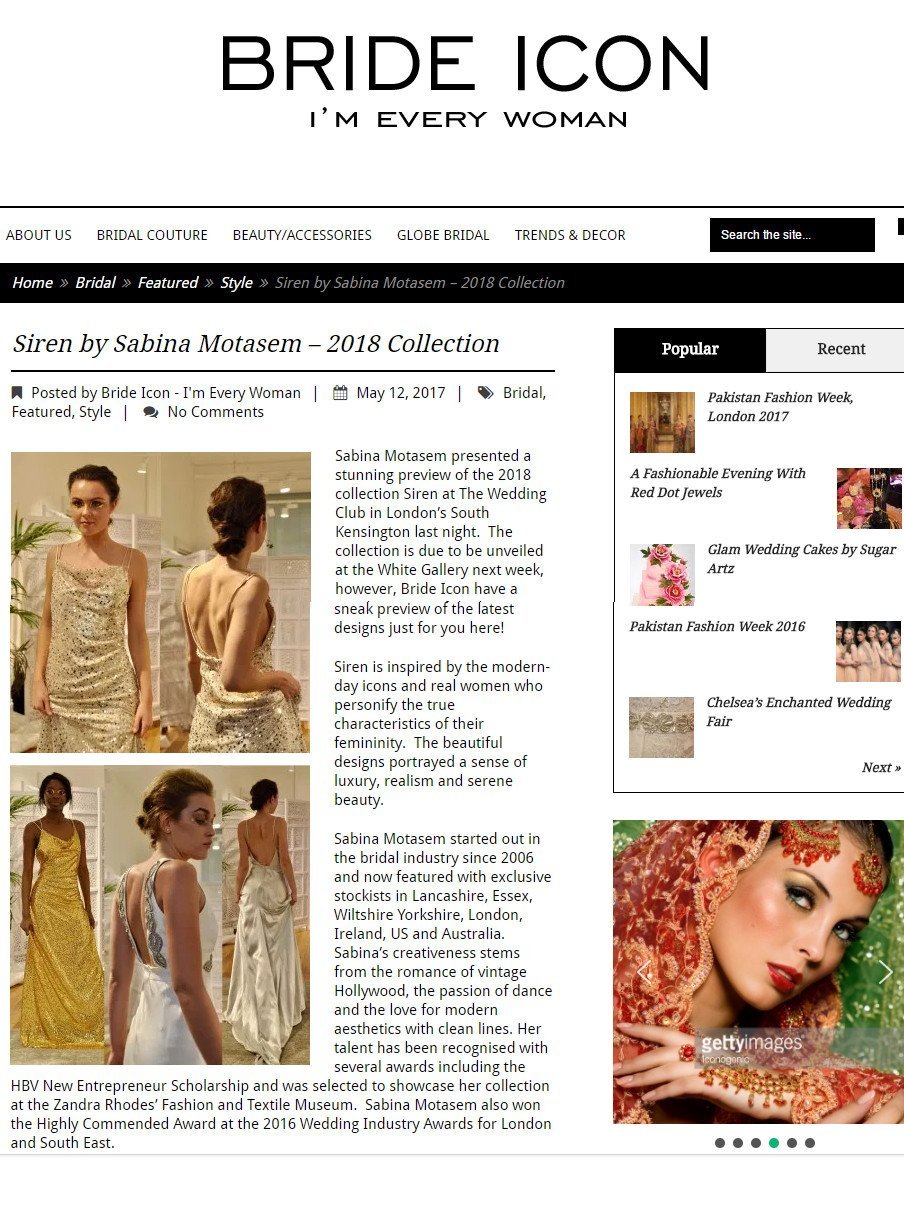 Bride Icon - Siren Collection, May 2017 - Sabina Motasem