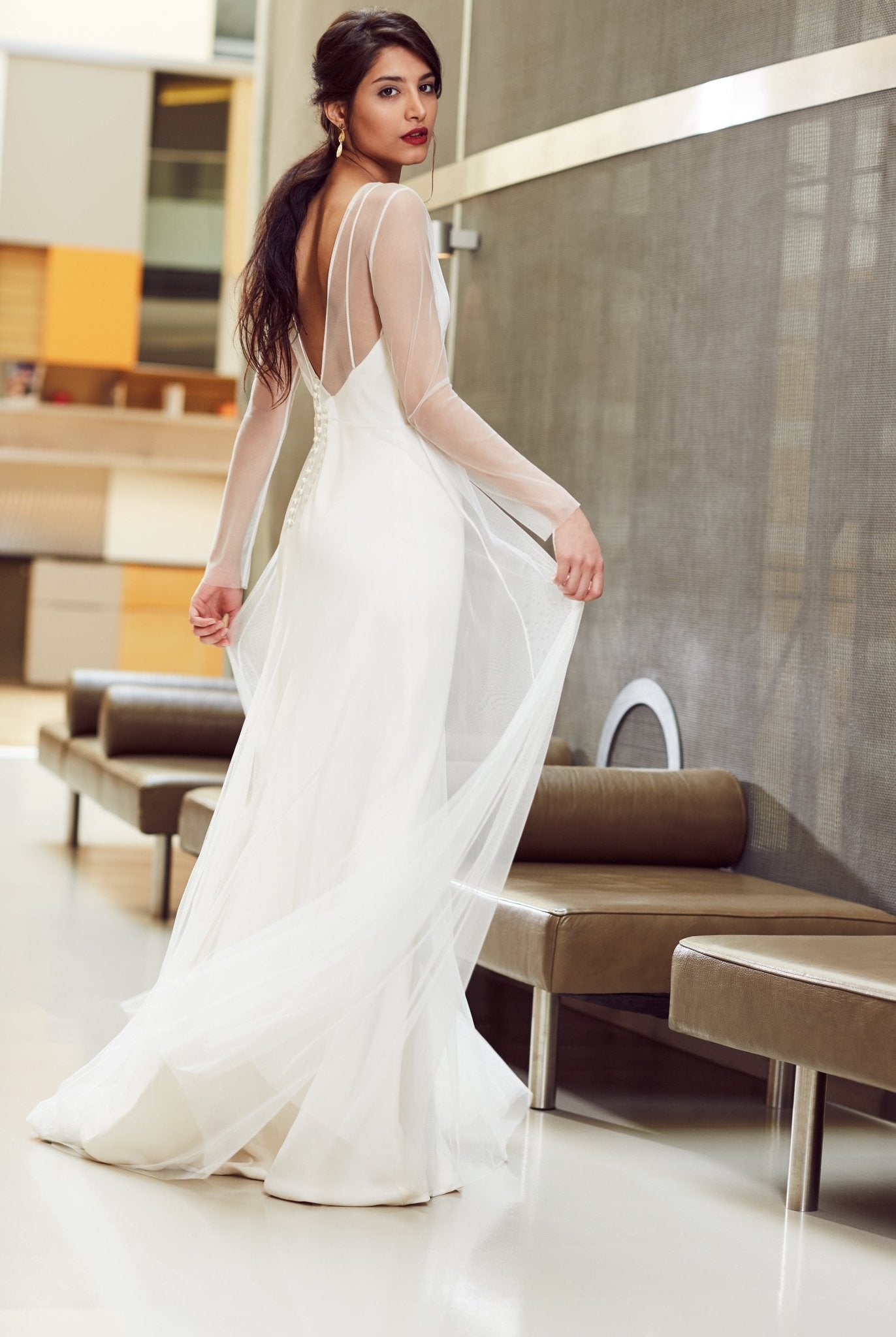 Olive Tulle Dress - Sabina Motasem