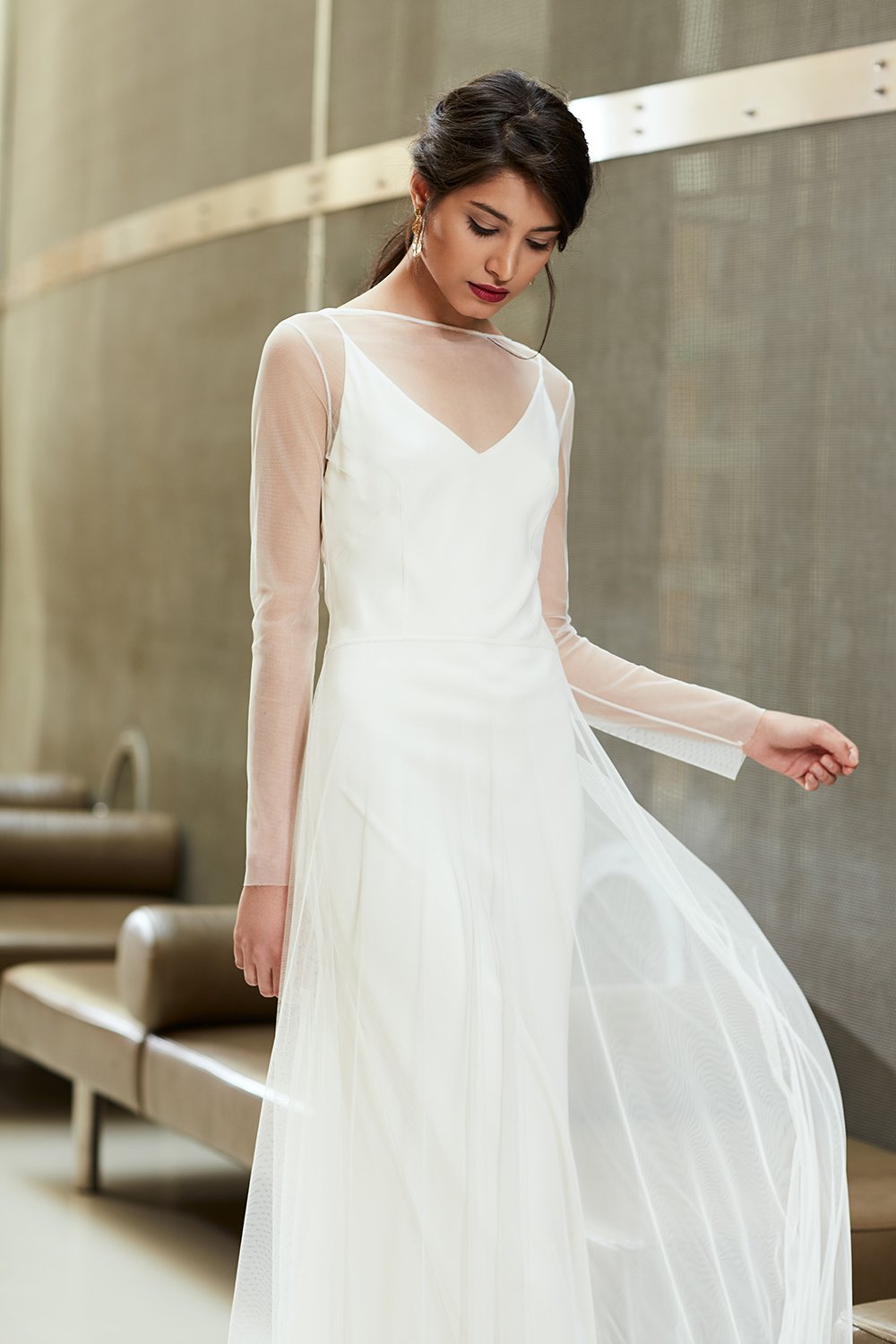 Olive Tulle Dress - Sabina Motasem