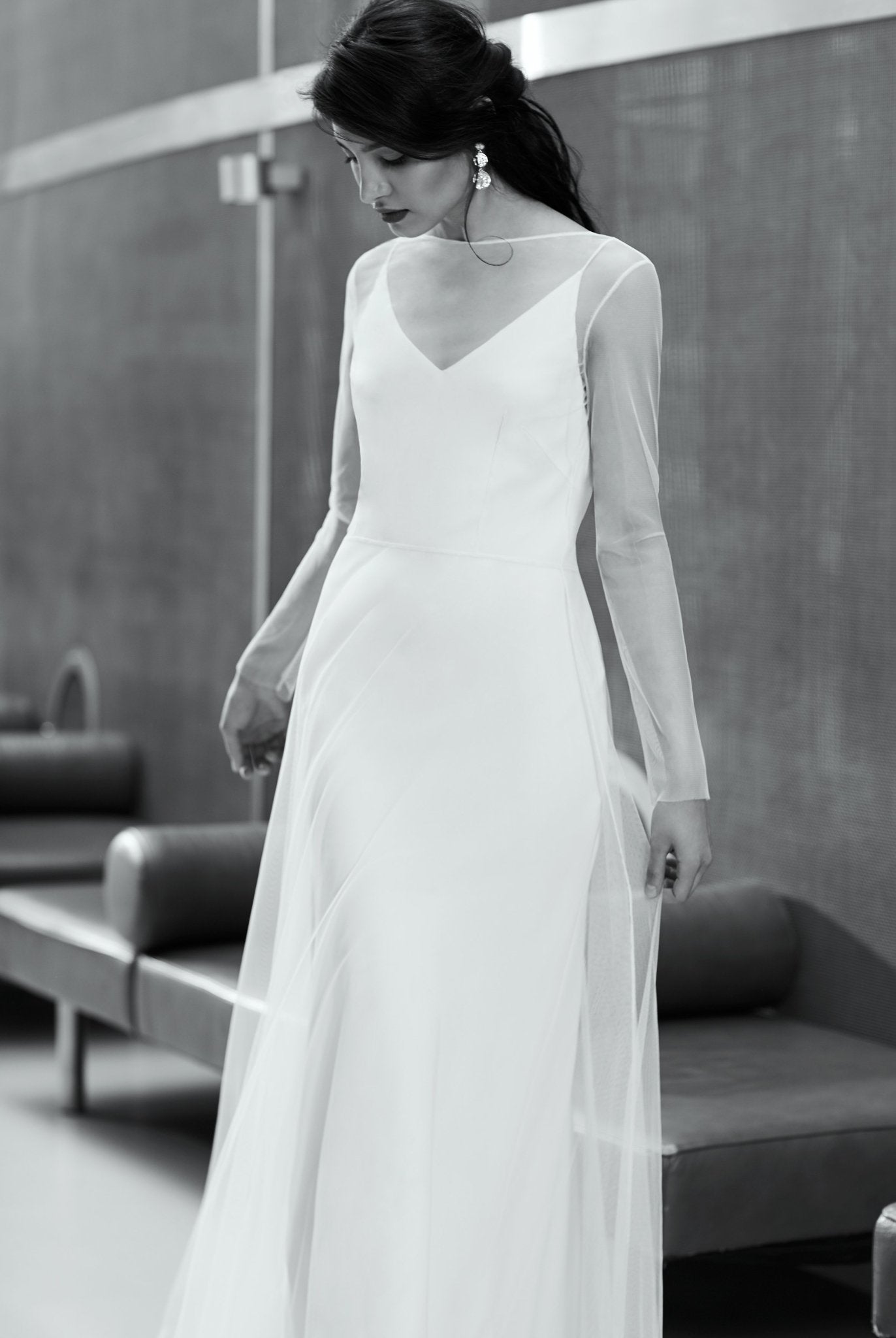 Olive Tulle Dress - Sabina Motasem