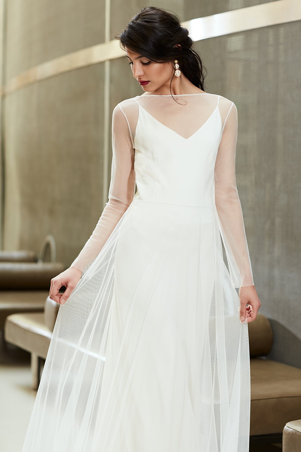 Olive Tulle Dress - Sabina Motasem