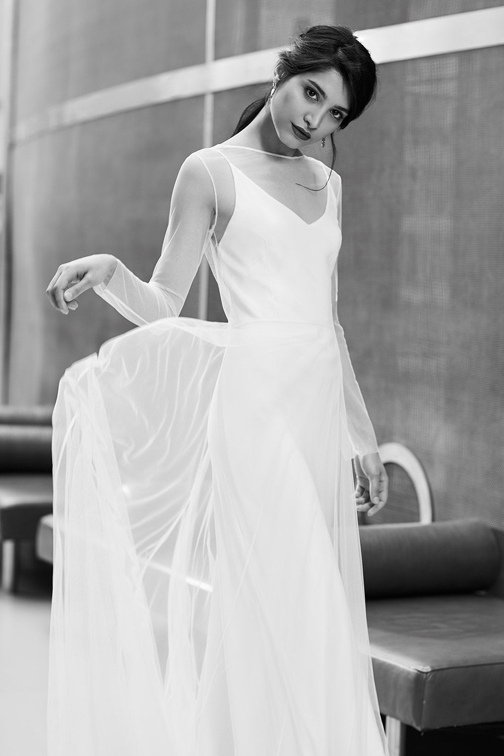 Olive Tulle Dress - Sabina Motasem